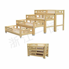 Table Chair Bed Cabinet seriesYH072-6樟子松四層推拉床