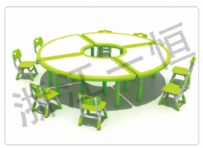 Plastic table and chair series可拼式半圓桌（雙邊）