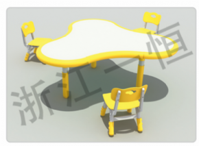 Plastic table and chair series可拼式三葉桌（雙邊）