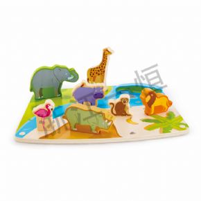 Mosaic classThird-order one jungle animal double-sided scene three-dimensional puzzle