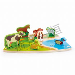 Mosaic classThird-order one farm animal double-sided scene three-dimensional puzzle
